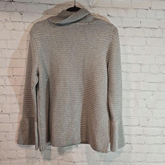 Calvin Klein Women's Gray metallic Cowl Neck Sweater size S - Picture 8 of 10